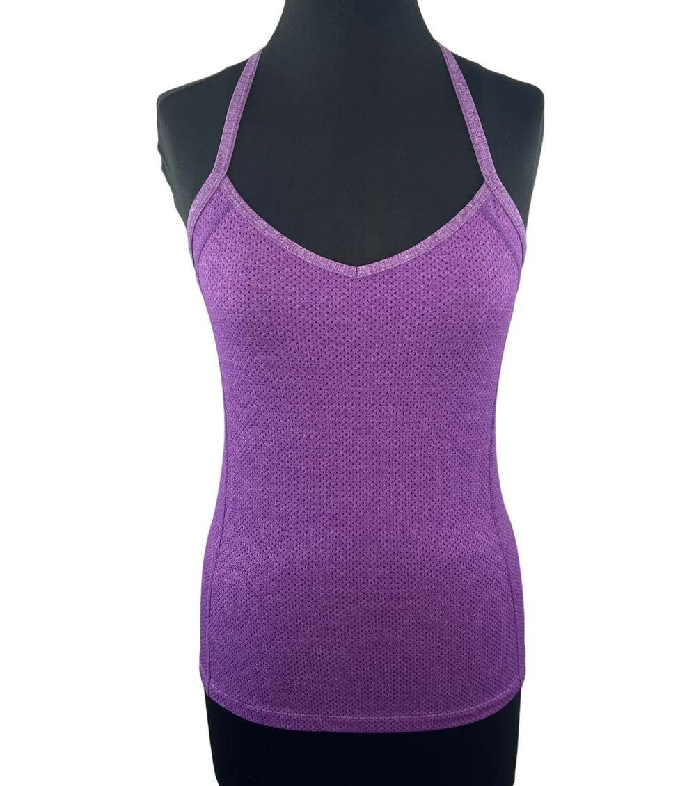 Lorna Jane Purple Cami Top With Love Spaghetti Strap Scoop Neck Pullover S?